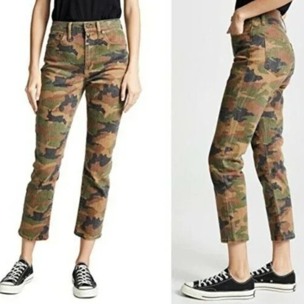 NEW NWOT! MADEWELL HIGH-RISE SLIM BOYJEAN CROPPED COTTONTAIL CAMO BOYFRIEND 30